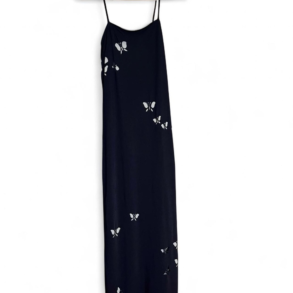 Alyn Paige Navy Butterfly Slip Maxi Dress - Y2K Vintage
